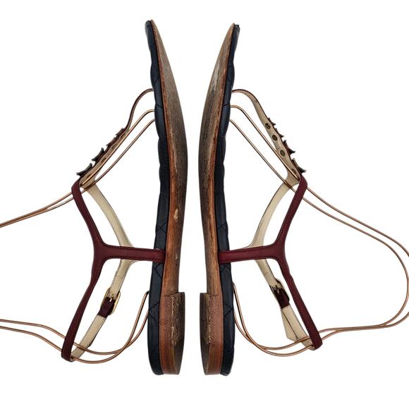 Chanel CC Star T Strap Thong Flat Sandal Navy Red Quilt Leather 40 C US 9 9.5 - Picture 7 of 12